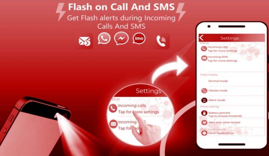 تطبيق فلاش أون كول أند إس إم إس Flash in call and sms
